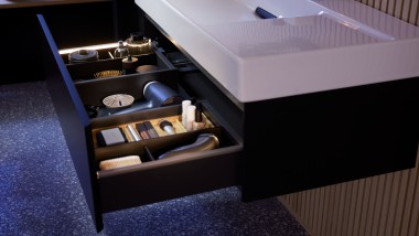 Geberit ONE open drawer with light strips