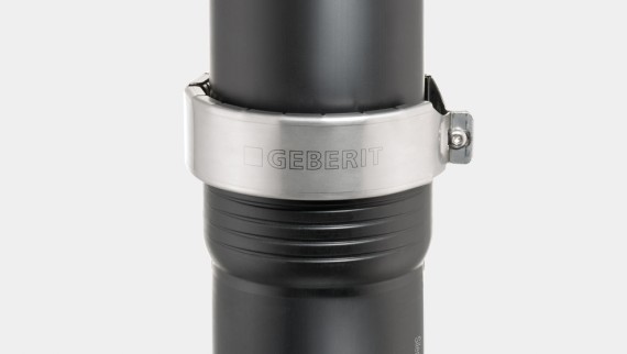 The Silent-Pro push-fit connection can withstand an internal pressure of up to 2 bar with the Geberit retaining claw