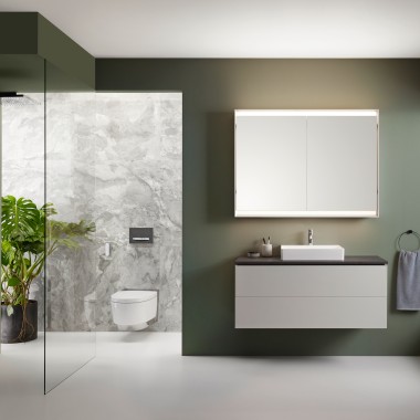 Geberit AquaClean Mera Comfort shower toilet in a Geberit ONE bathroom