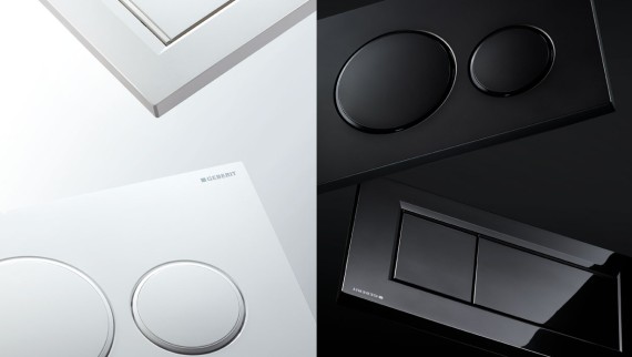 Geberit Sigma20 and Sigma30 flush plates in white and black