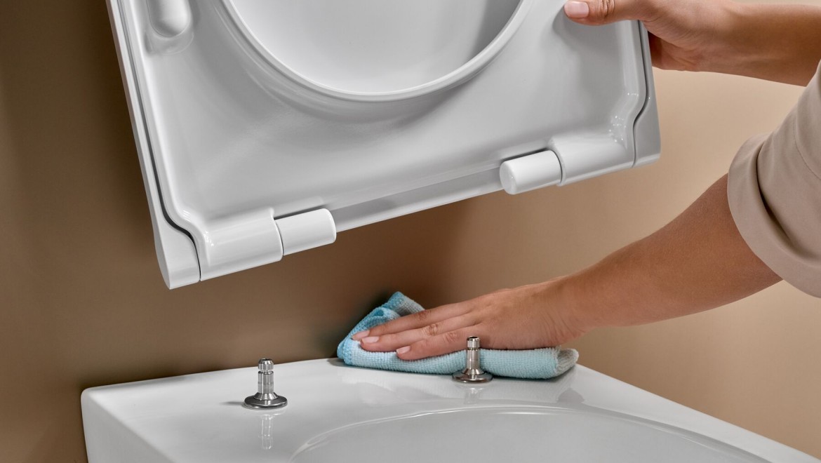 Removable WC seat for easy toilet cleaning