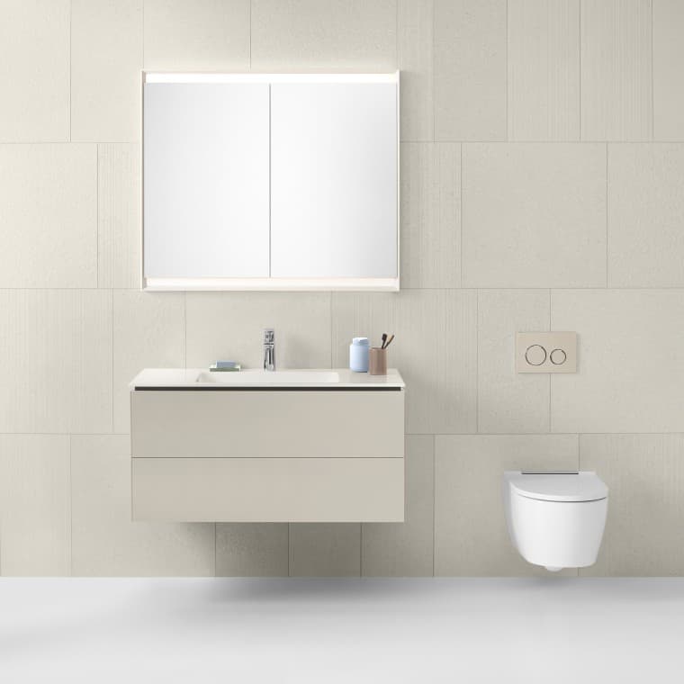 Geberit bathroom with light-coloured furniture Geberit bathroom with light-coloured furniture